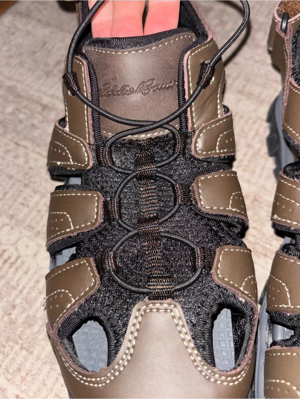 Eddie Bauer Men's Stewart Hiking Leather Sandals 82131 US Size 11M Brown Black